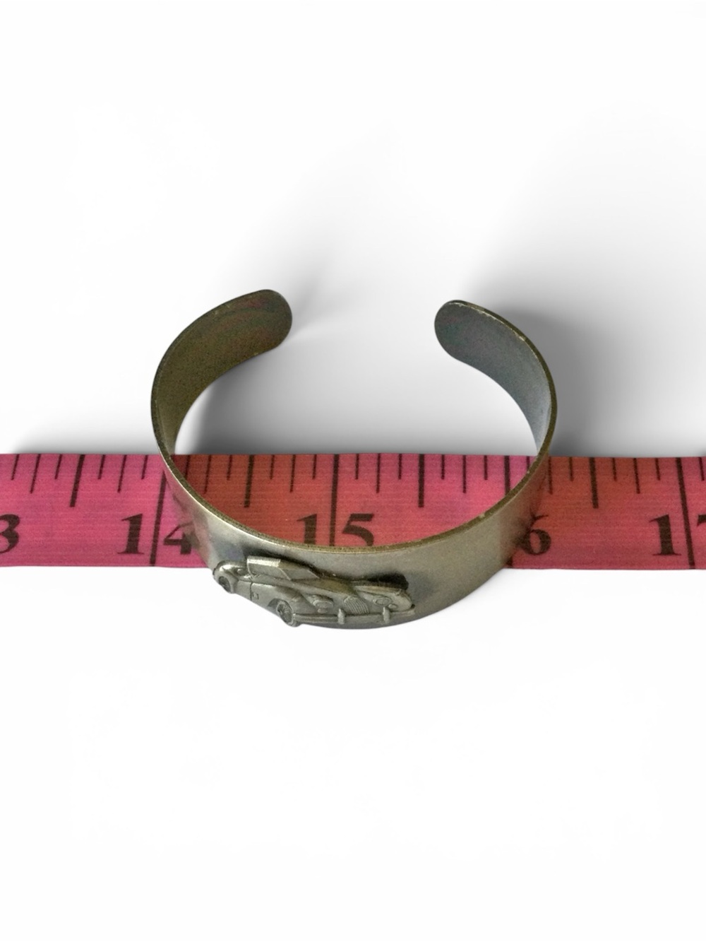 Vtg Darkened Silver‑Tone Classic Car Cuff Bracelet – Kids or XS Adult Wrist - Picture 9 of 10